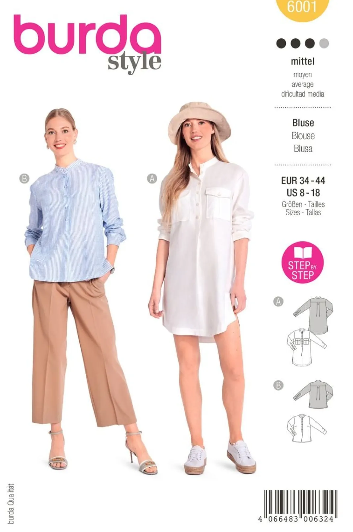 Burda Schnittmuster 6001 Damen Bluse