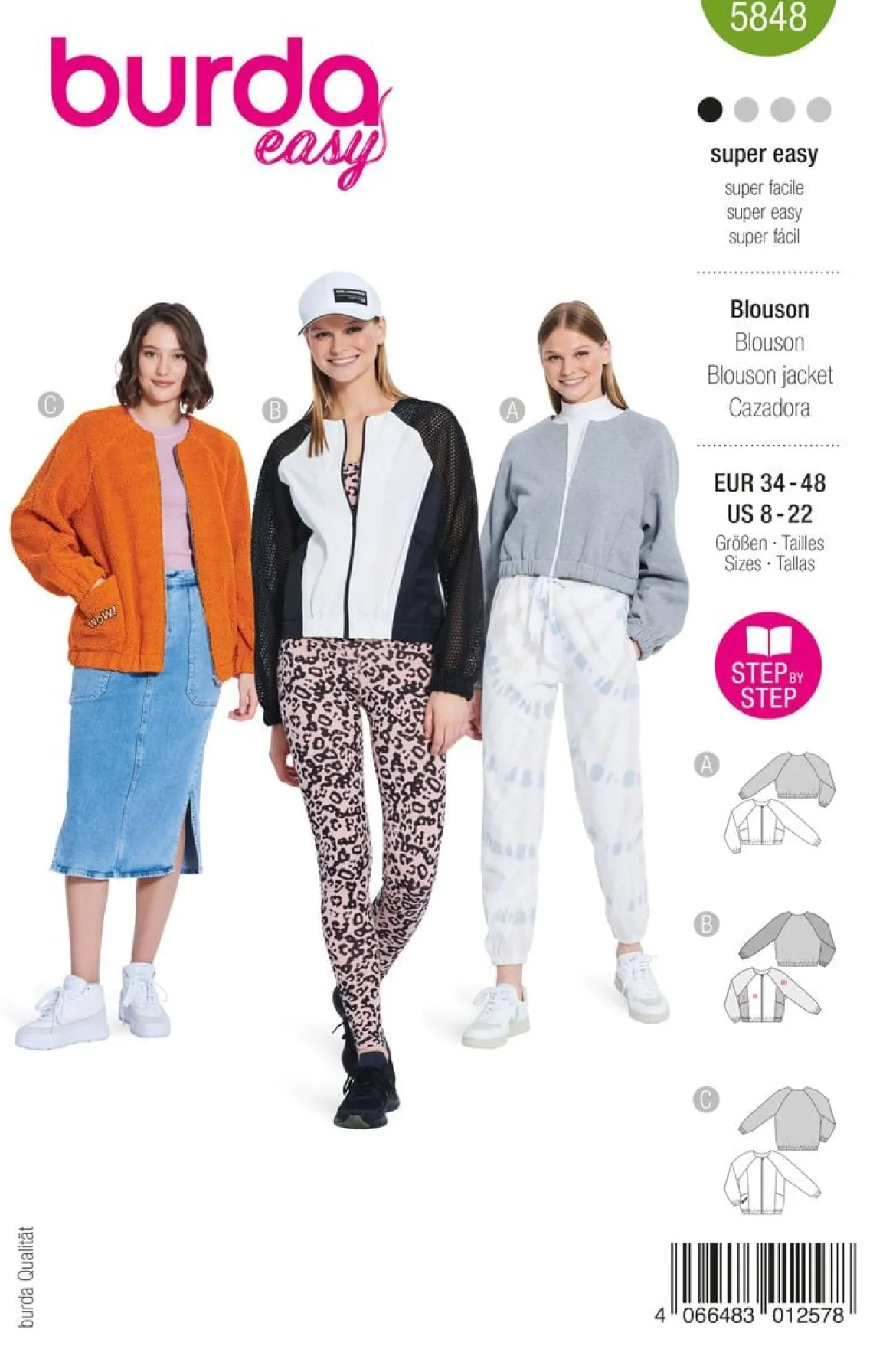 Burda Schnittmuster 5848 Damen Blouson