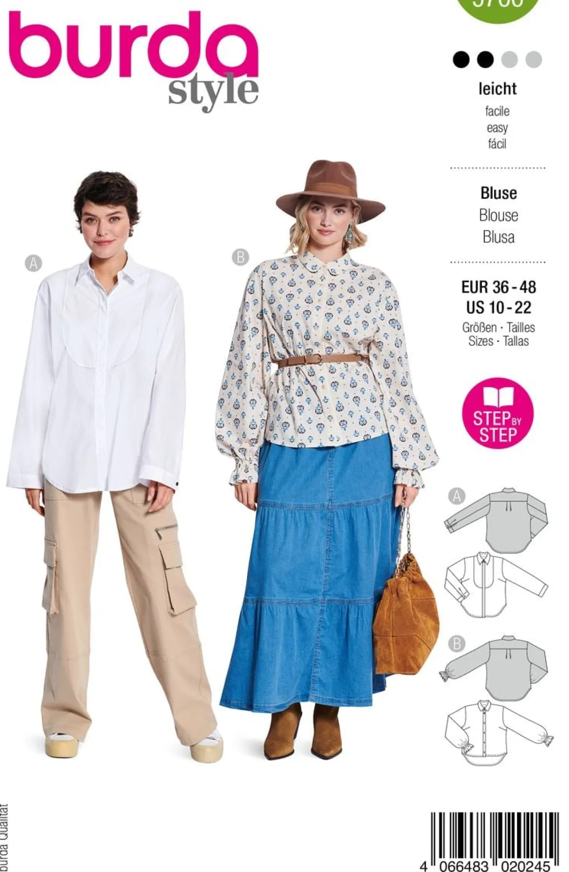 Burda Schnittmuster 5700 Damen Bluse