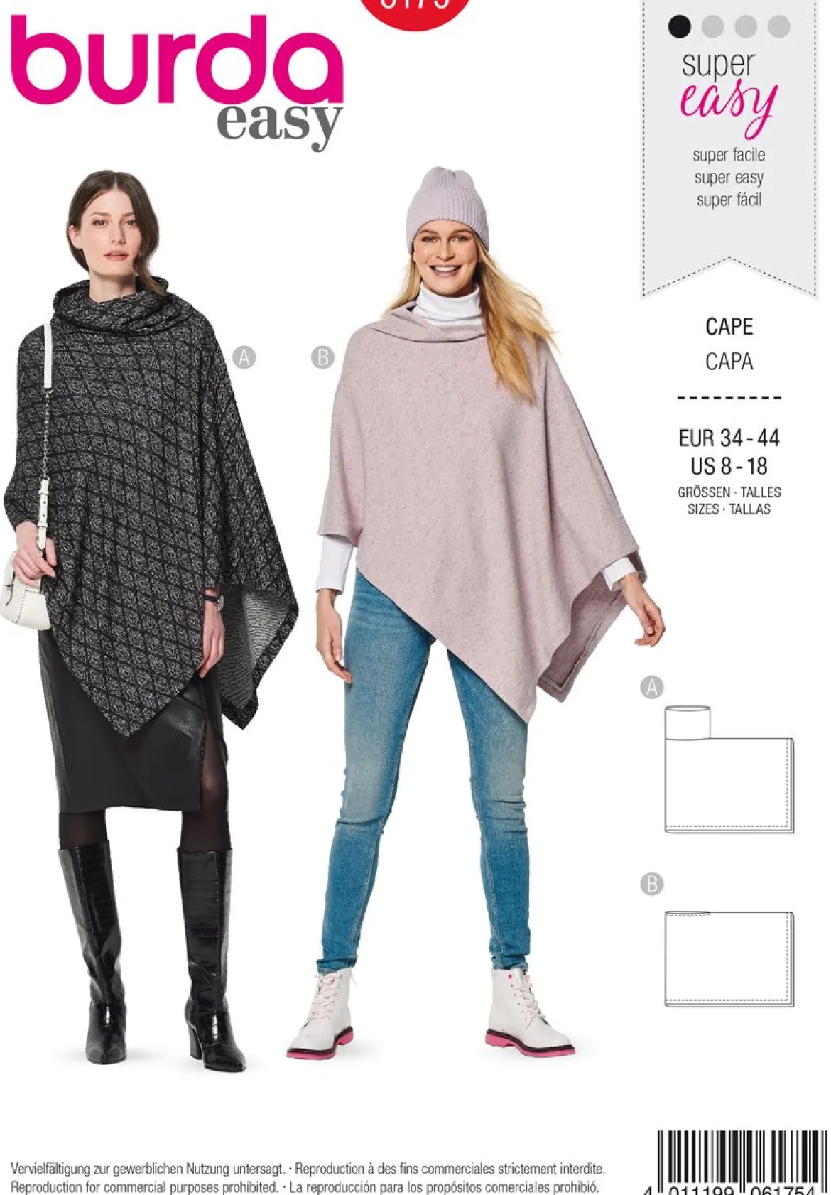 Burda Schnittmuster 6175 Damen Cape
