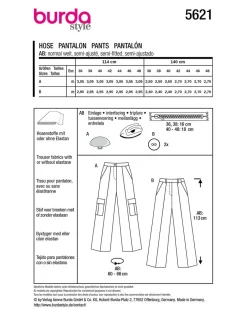 Burda Schnittmuster 5621 Damen Hose