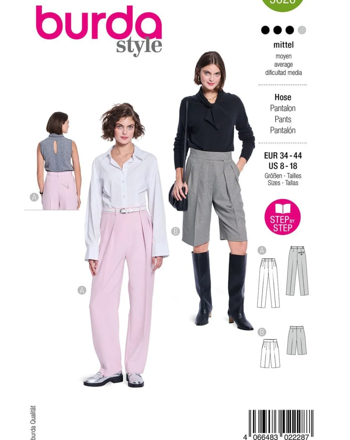 Burda Schnittmuster 5626 Damen Hose & Bermuda
