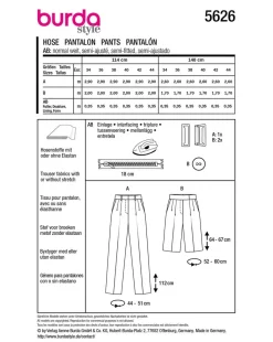 Burda Schnittmuster 5626 Damen Hose & Bermuda
