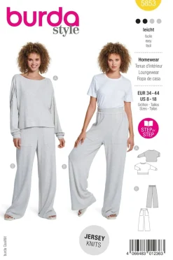Burda Schnittmuster 5853 Damen Homewear Hose Shirt