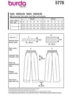 Burda Schnittmuster 5778 Damen Hose
