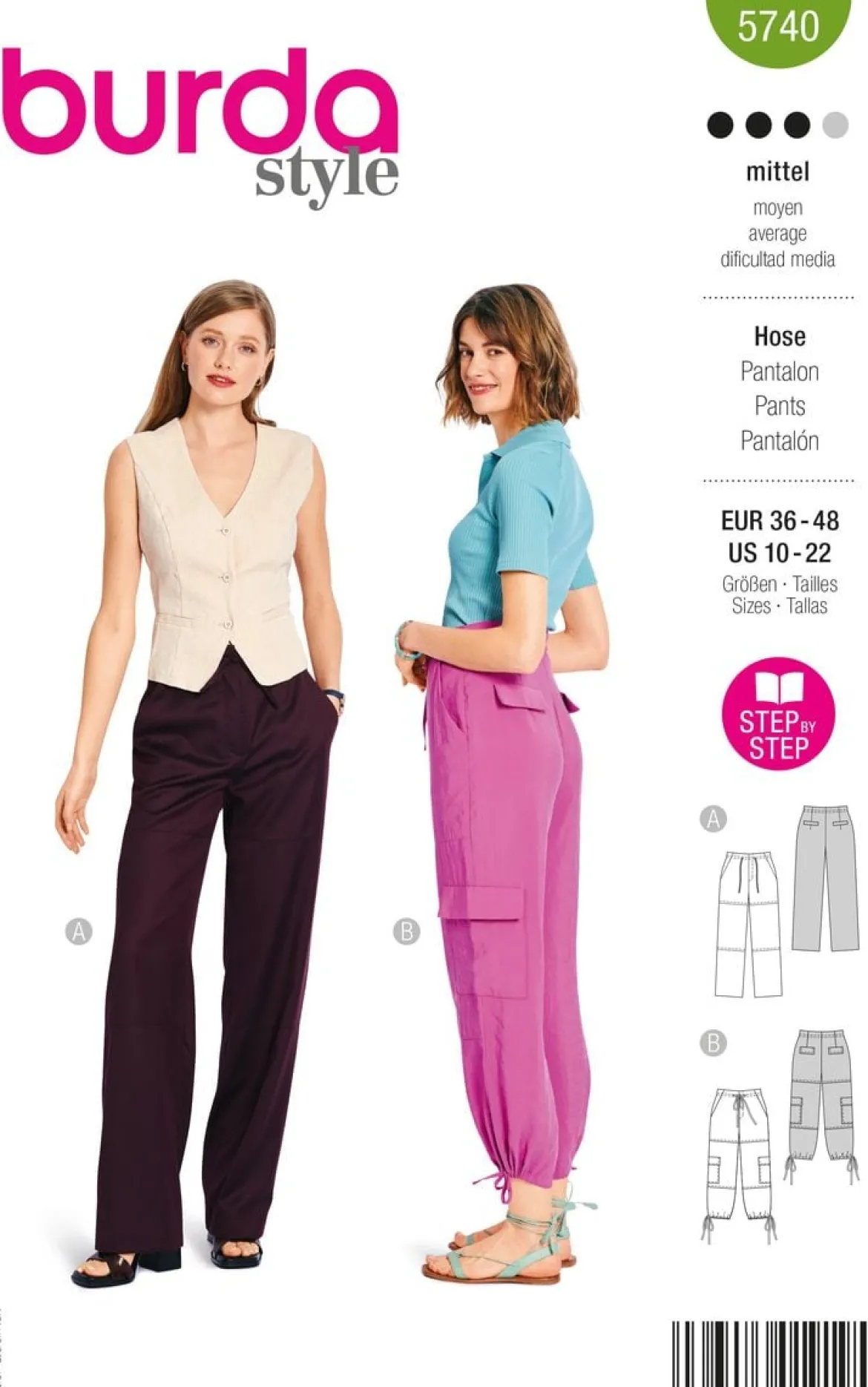 Burda Schnittmuster 5740 Damen Hose