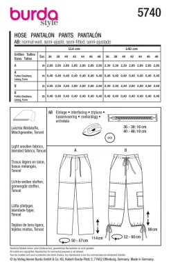 Burda Schnittmuster 5740 Damen Hose
