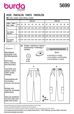 Burda Schnittmuster 5699 Damen Hose