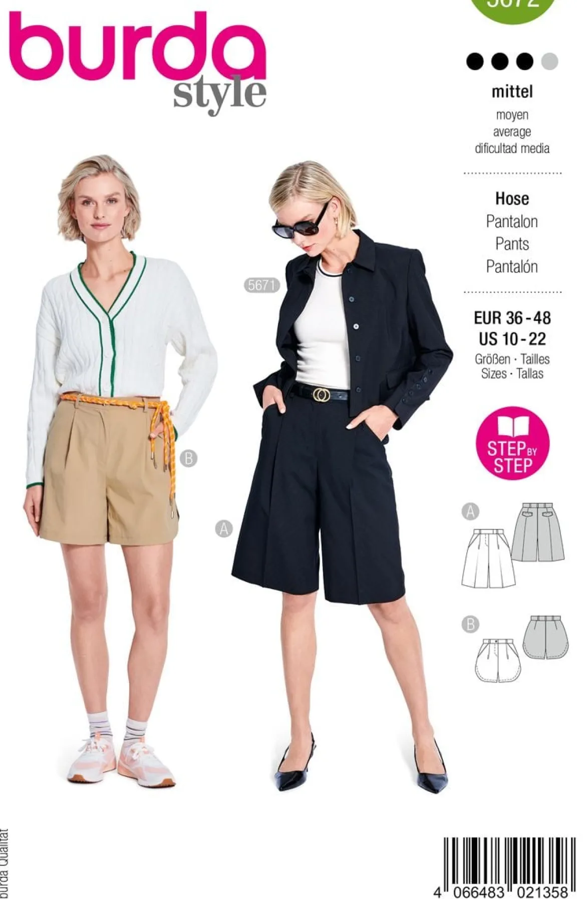 Burda Schnittmuster 5672 Damen Hose