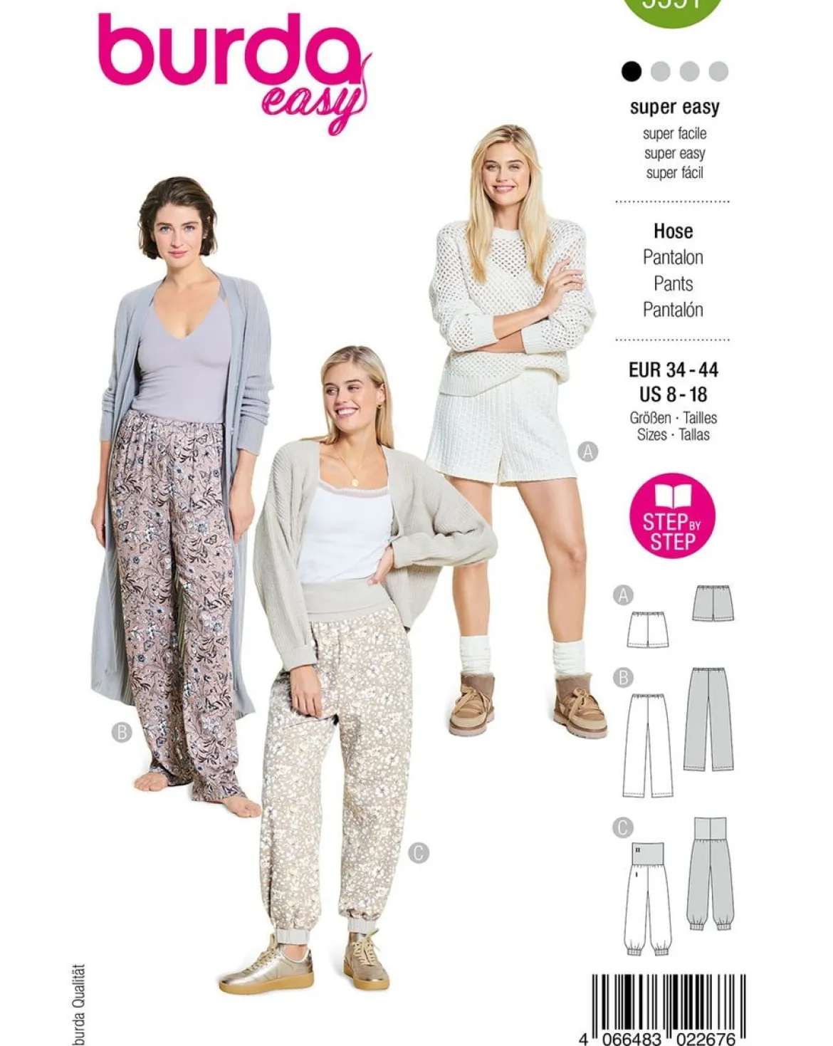 Burda Schnittmuster 5591 Damen Hose & Shorts