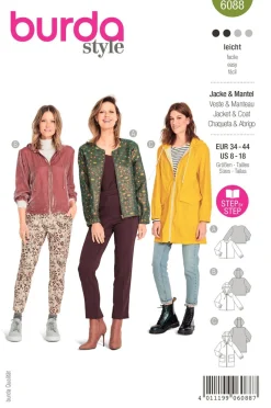 Burda Schnittmuster 6088 Damen Jacke Mantel