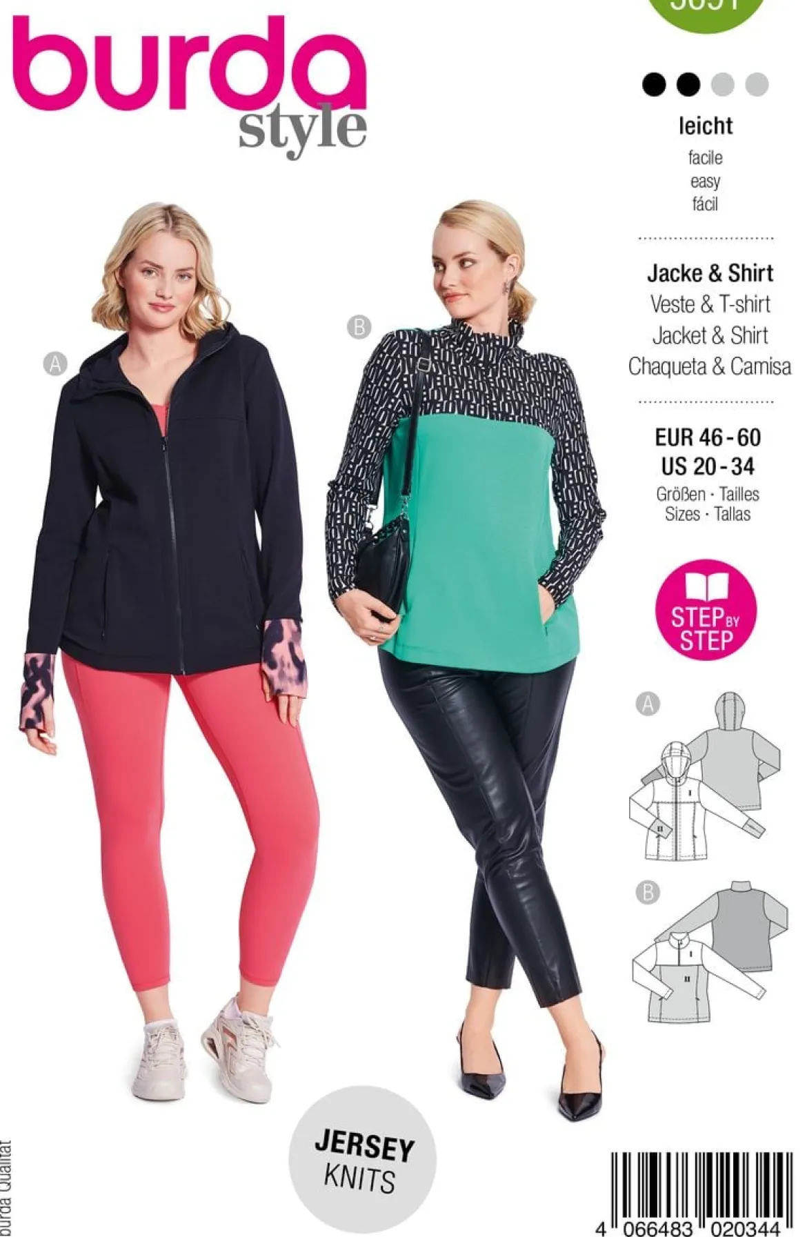Burda Schnittmuster 5691 Damen Jacke & Shirt