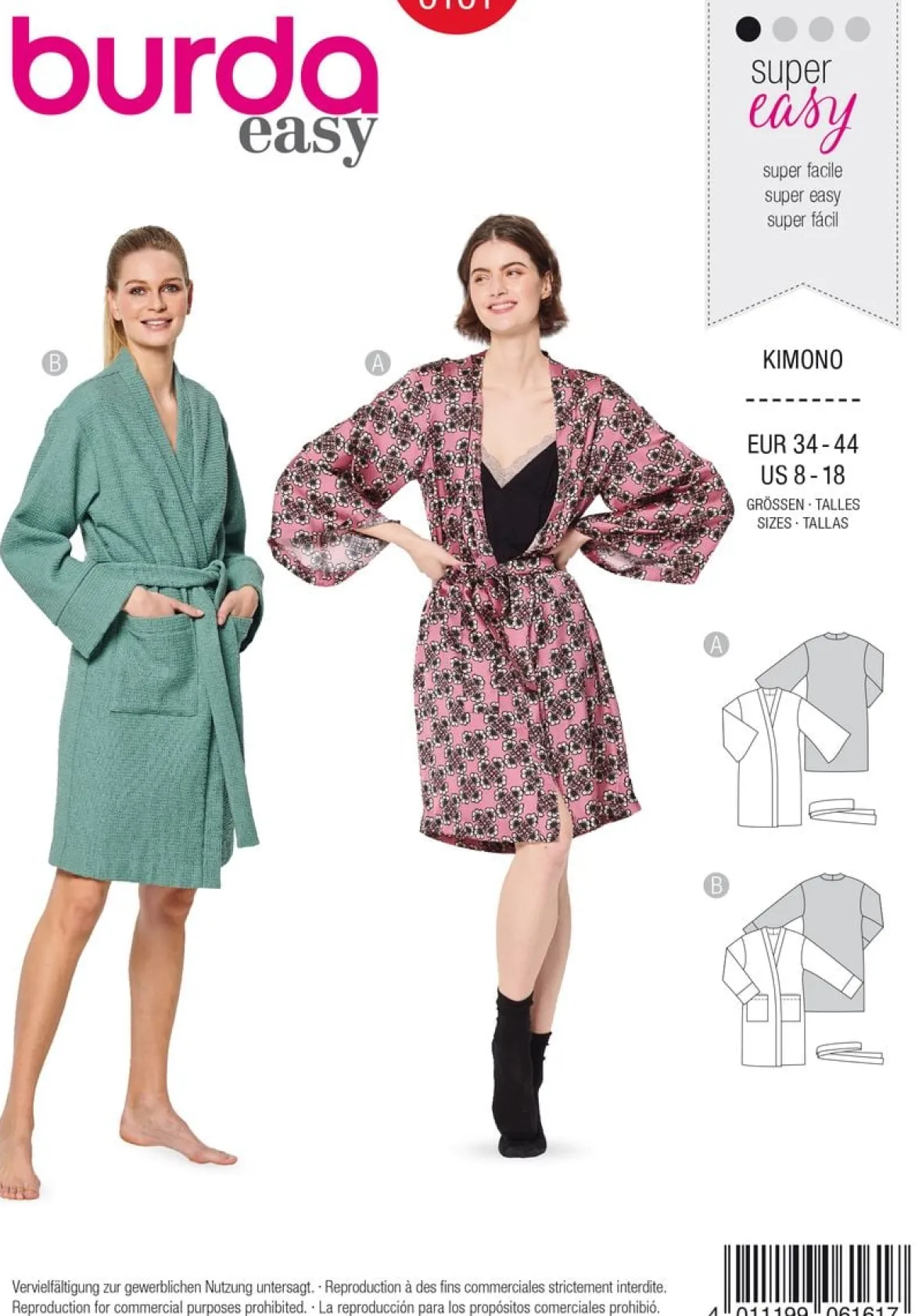 Burda Schnittmuster 6161 Damen Kimono