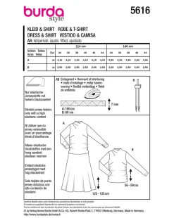 Burda Schnittmuster 5616 Damen Kleid & Shirt
