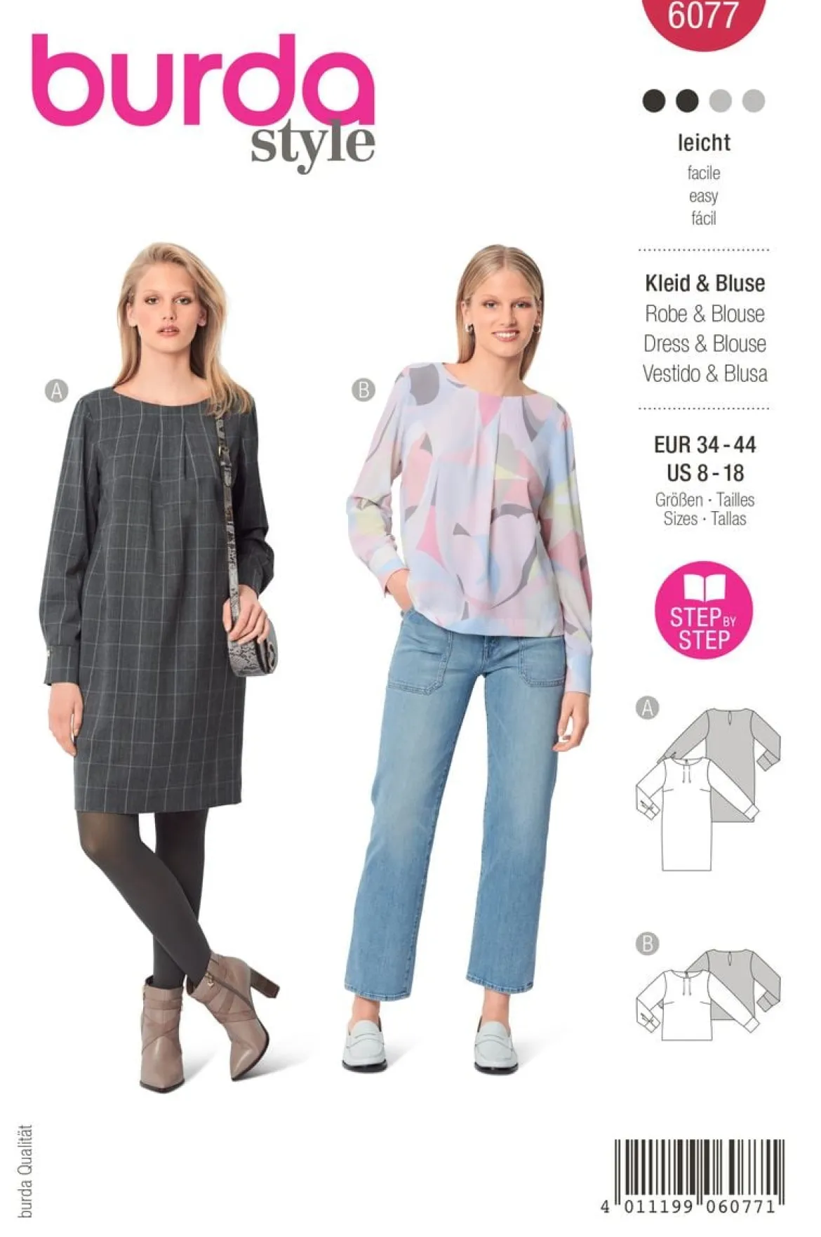 Burda Schnittmuster 6077 Damen Kleid Bluse