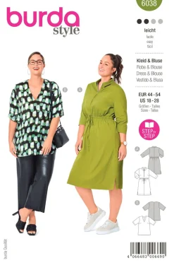 Burda Schnittmuster 6038 Damen Kleid Bluse