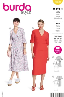 Burda Schnittmuster 5820 Damen Kleid