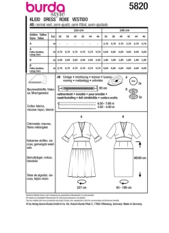 Burda Schnittmuster 5820 Damen Kleid