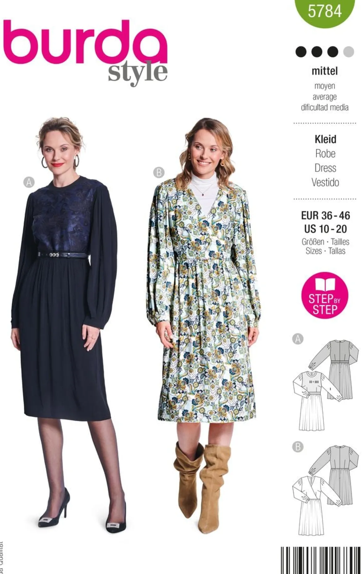 Burda Schnittmuster 5784 Damen Kleid