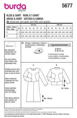 Burda Schnittmuster 5677 Damen Kleid & Shirt