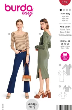 Burda Schnittmuster 5738 Damen Kleid & Shirt