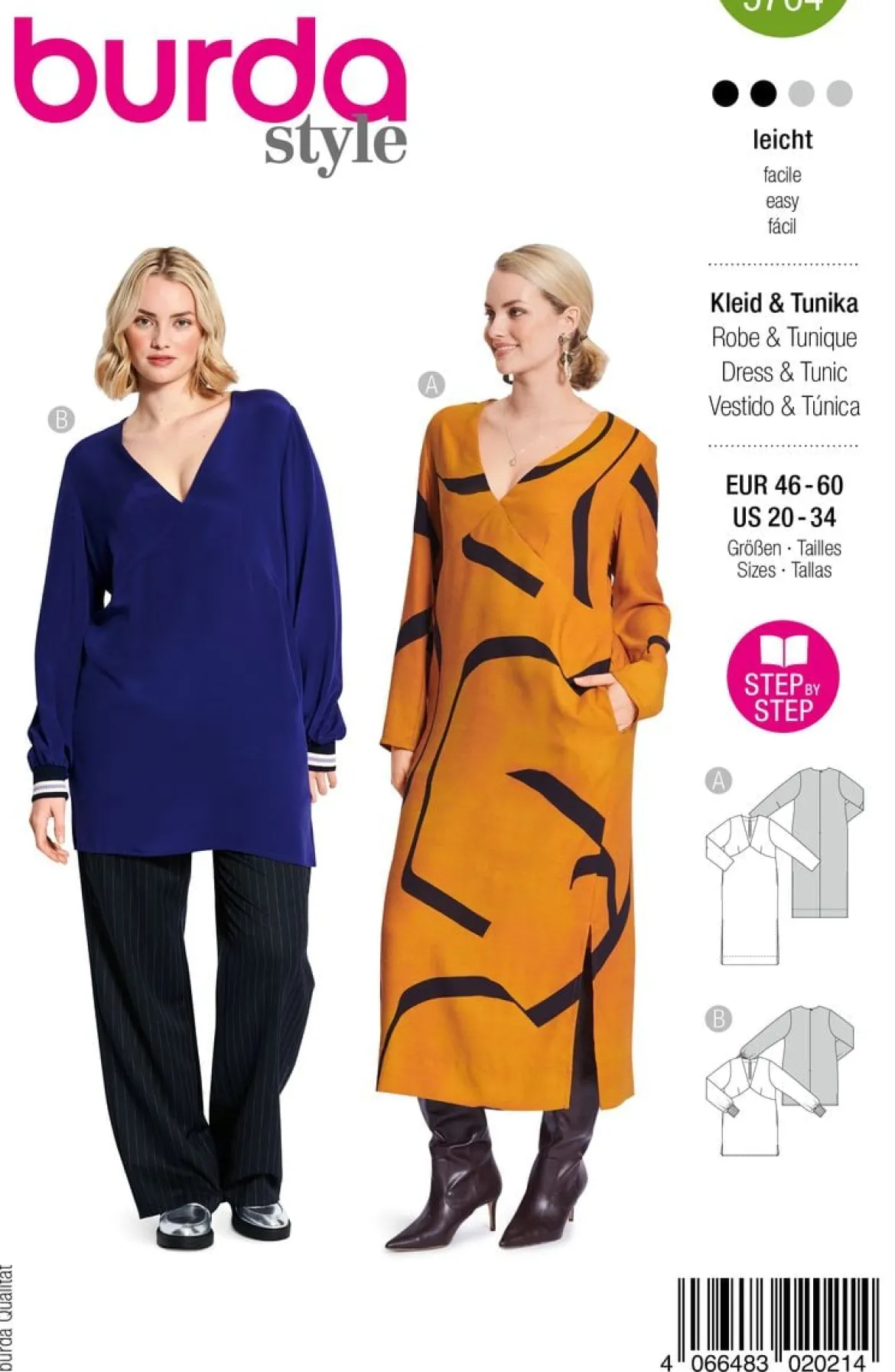 Burda Schnittmuster 5704 Damen Kleid & Tunika
