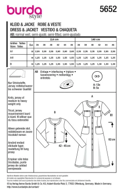 Burda Schnittmuster 5652 Damen Kleid und Jacke