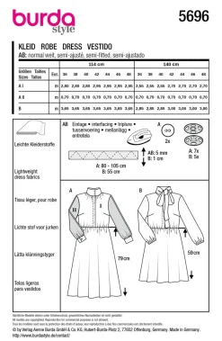 Burda Schnittmuster 5696 Damen Kleid