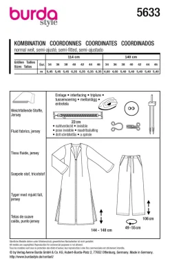 Burda Schnittmuster 5633 Damen Kombination Langmantel und Hose