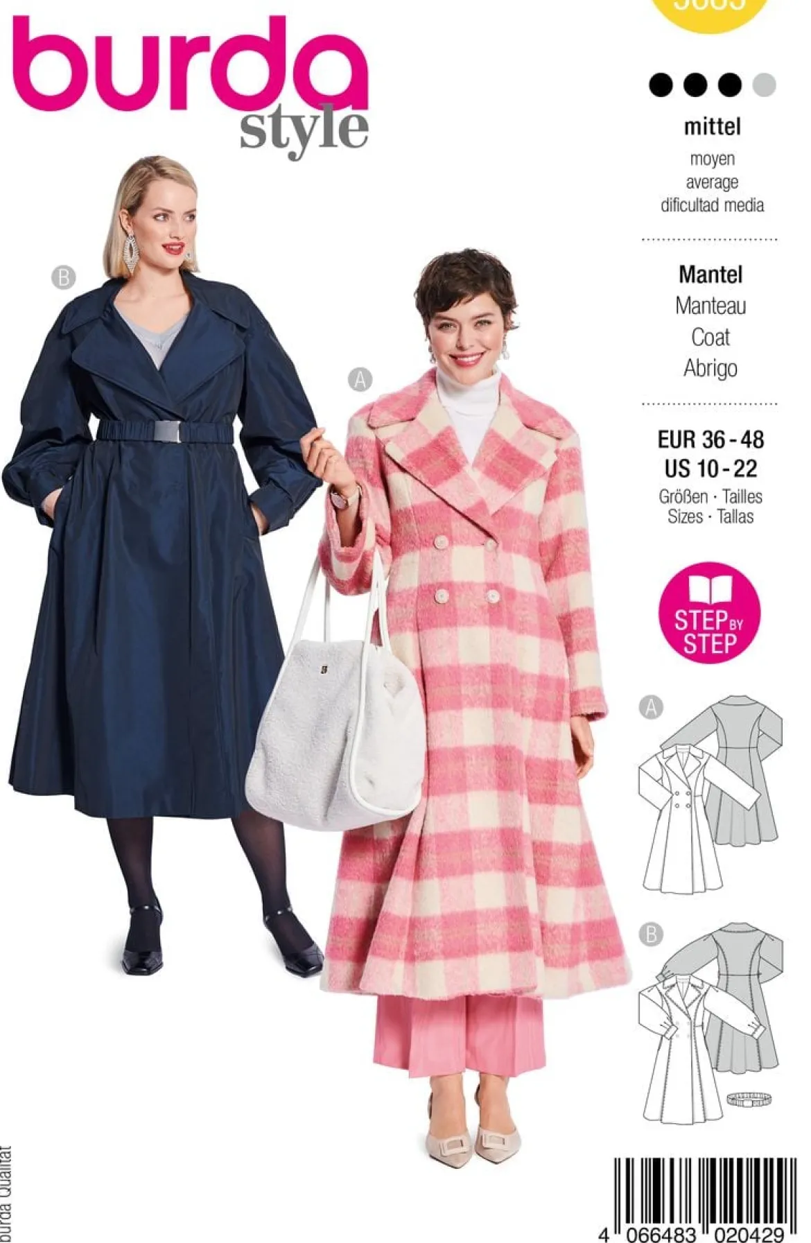 Burda Schnittmuster 5683 Damen Mantel