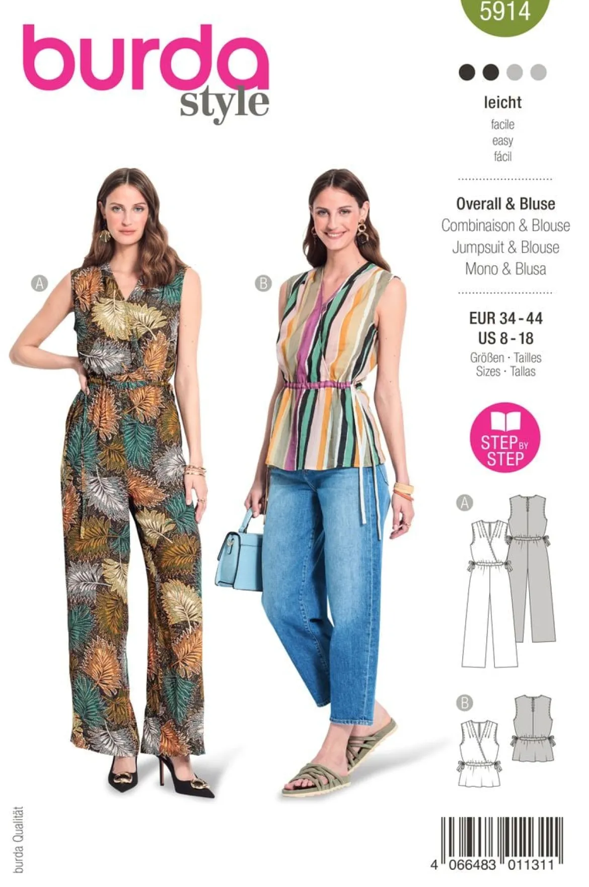 Burda Schnittmuster 5914 Damen Overall Bluse