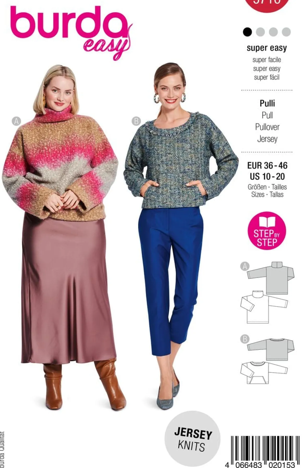 Burda Schnittmuster 5710 Damen Pulli