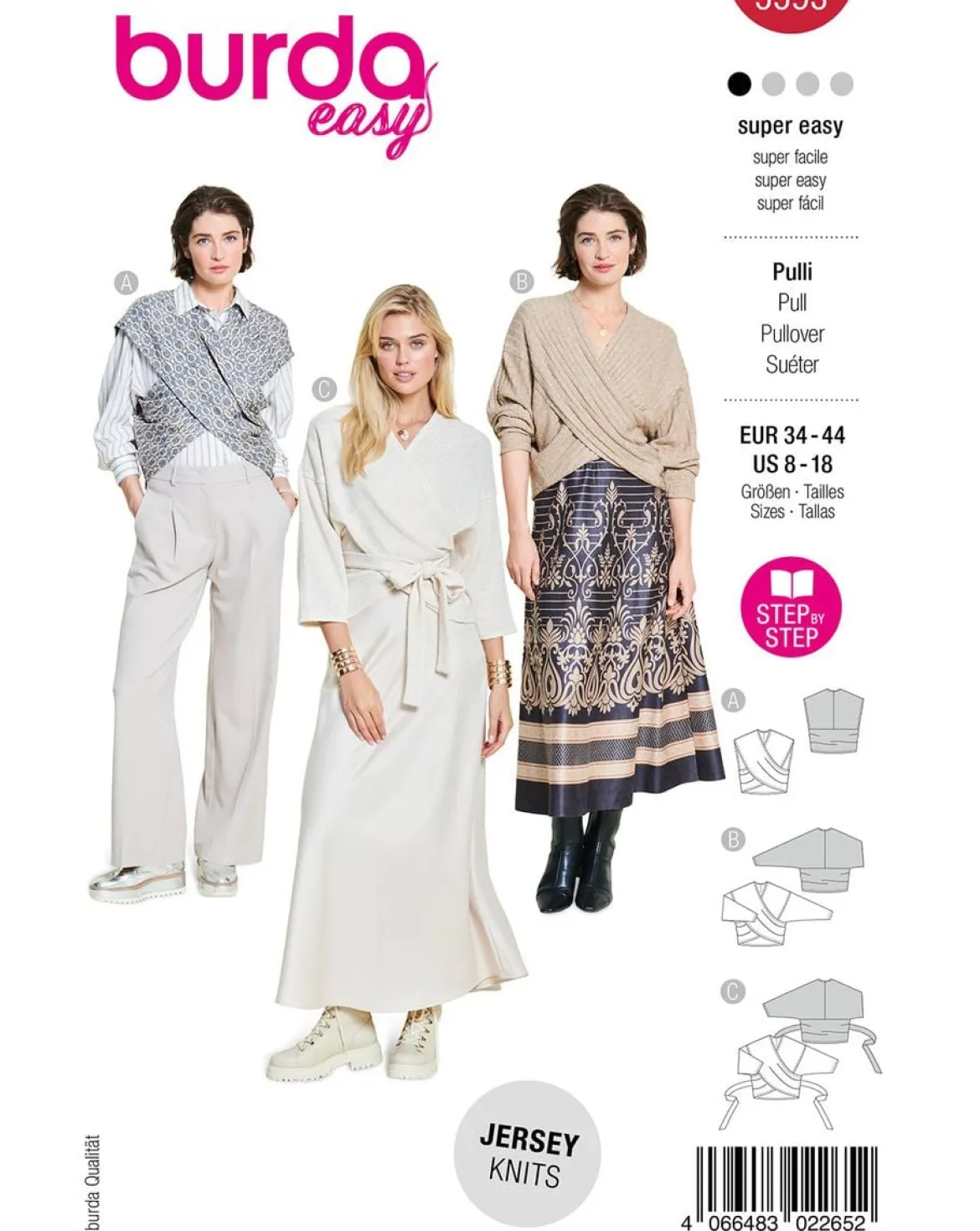 Burda Schnittmuster 5593 Damen Pullover & Cardigan