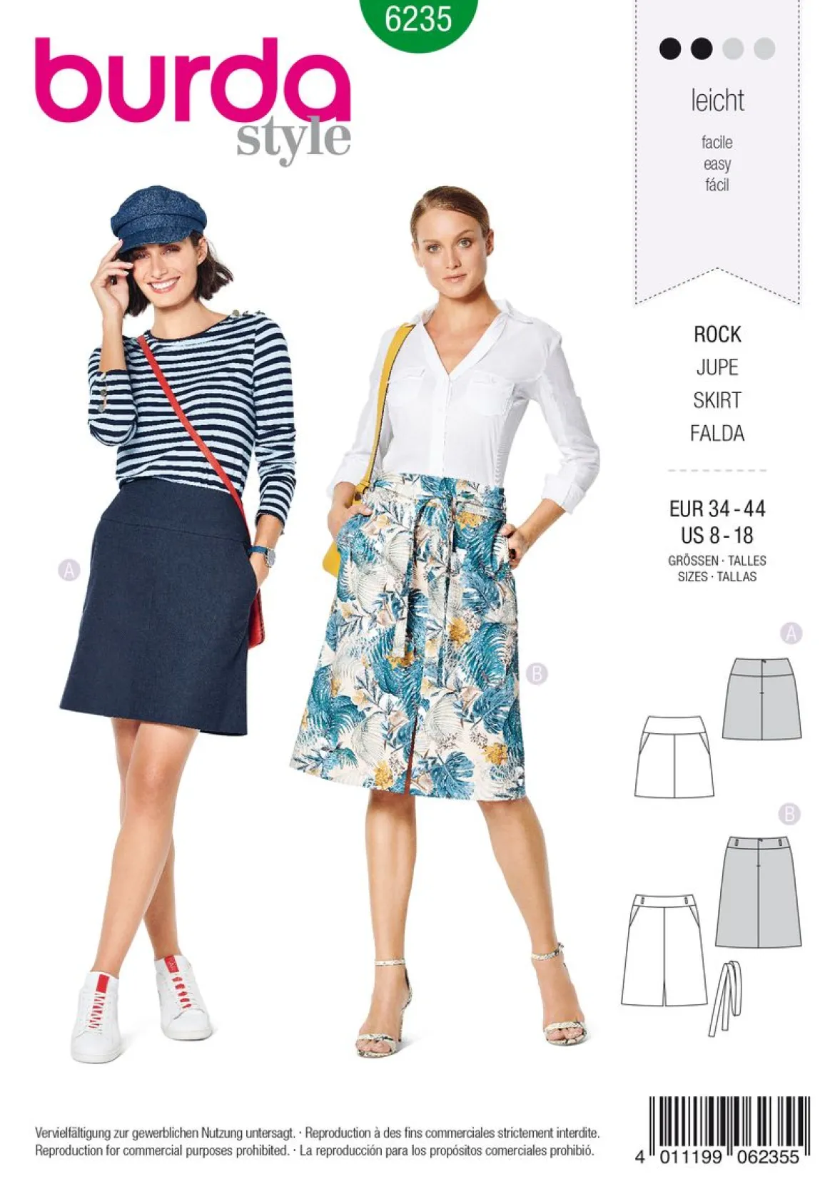 Burda Schnittmuster 6235 Damen Rock