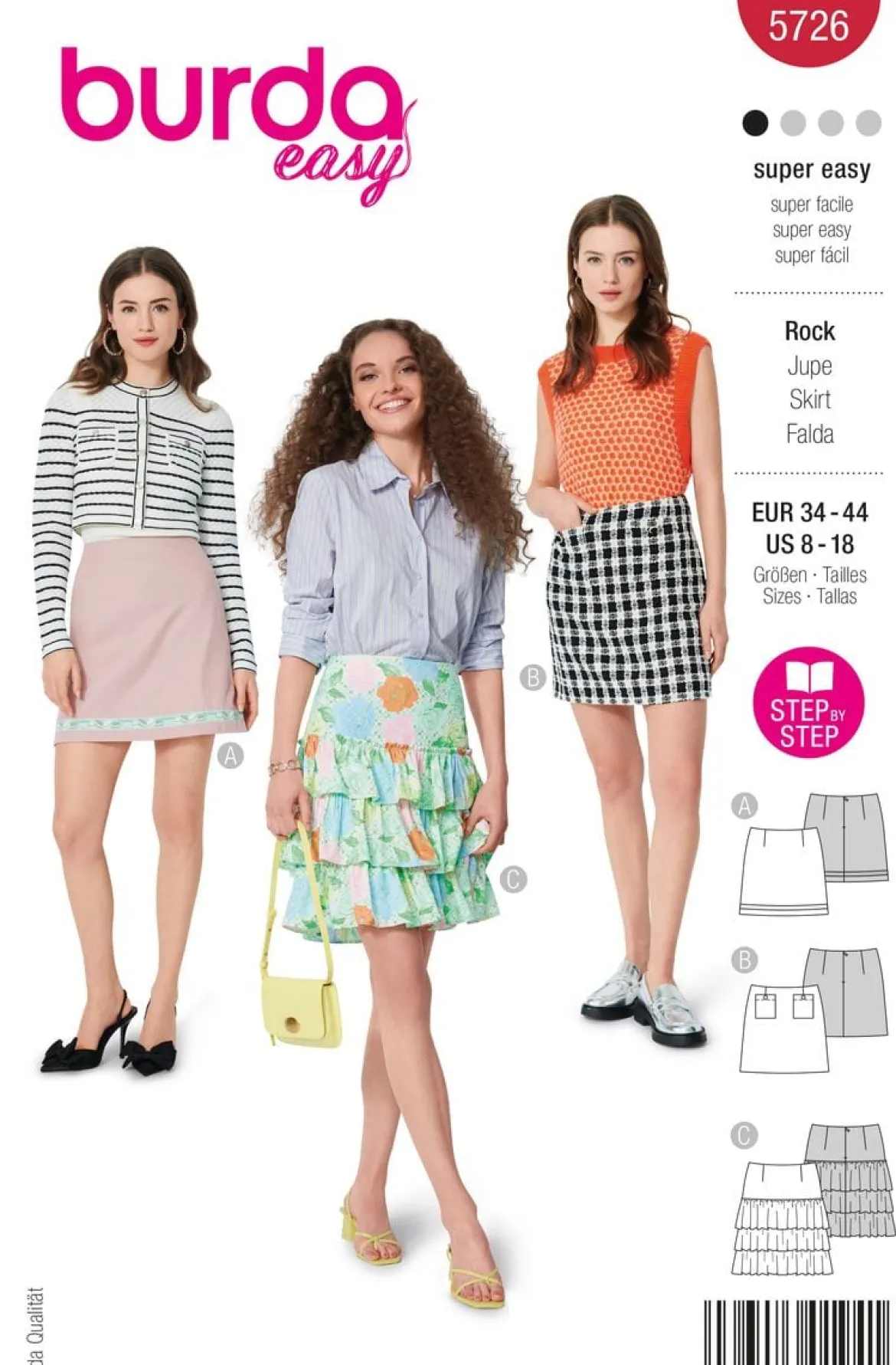 Burda Schnittmuster 5726 Damen Rock