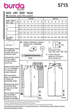 Burda Schnittmuster 5715 Damen Rock