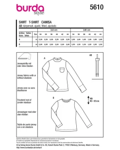 Burda Schnittmuster 5610 Damen Shirt