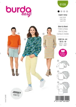 Burda Schnittmuster 6109 Damen Shirt & Kleid