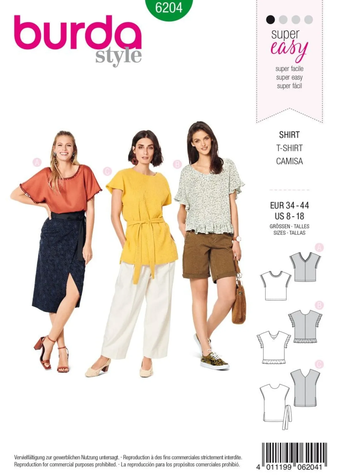 Burda Schnittmuster 6204 Damen Shirt