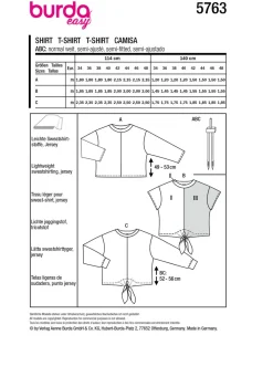 Burda Schnittmuster 5763 Damen Shirt