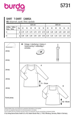 Burda Schnittmuster 5731 Damen Shirt
