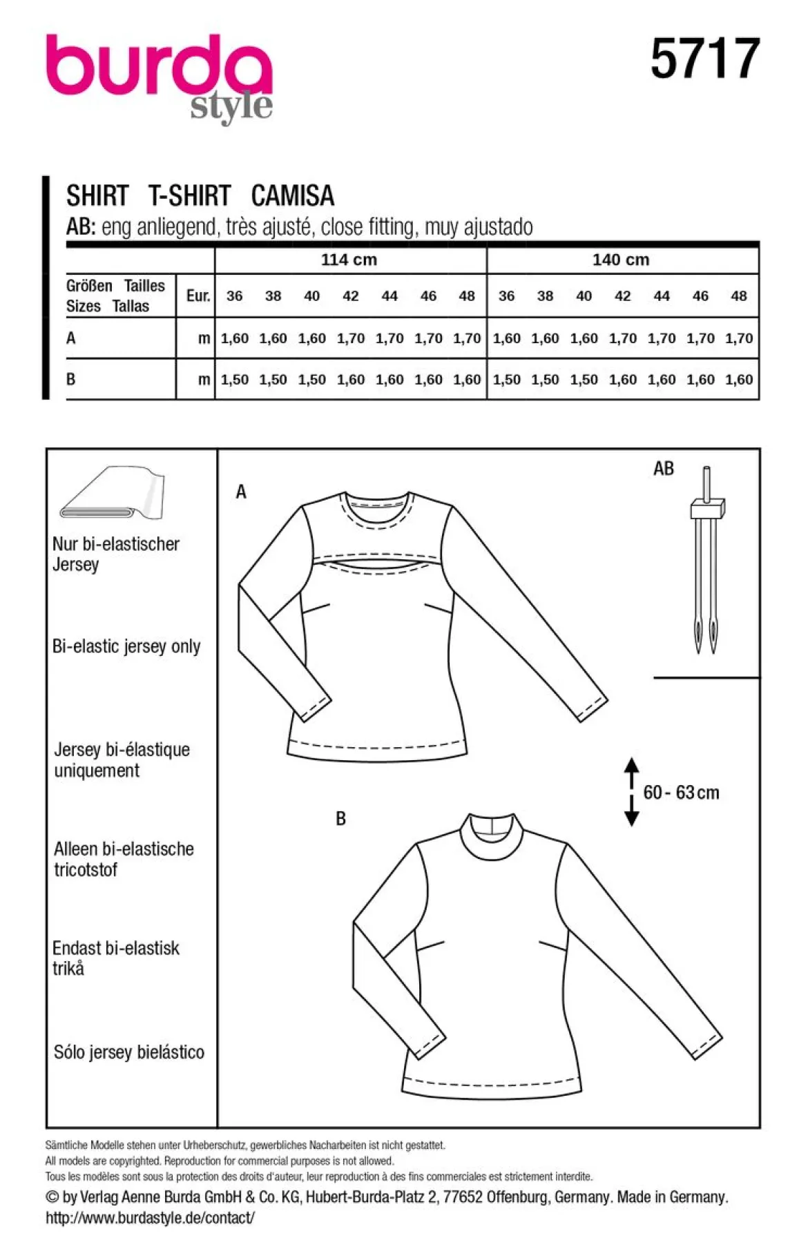 Burda Schnittmuster 5717 Damen Shirt