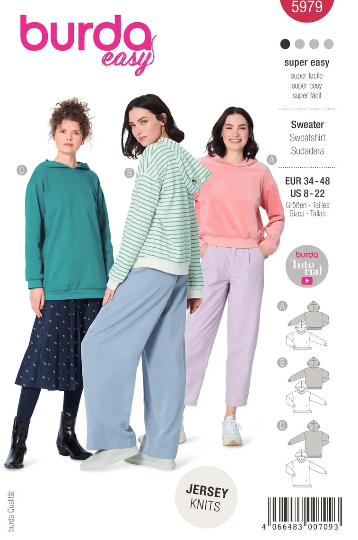Burda Schnittmuster 5979 Damen Sweater