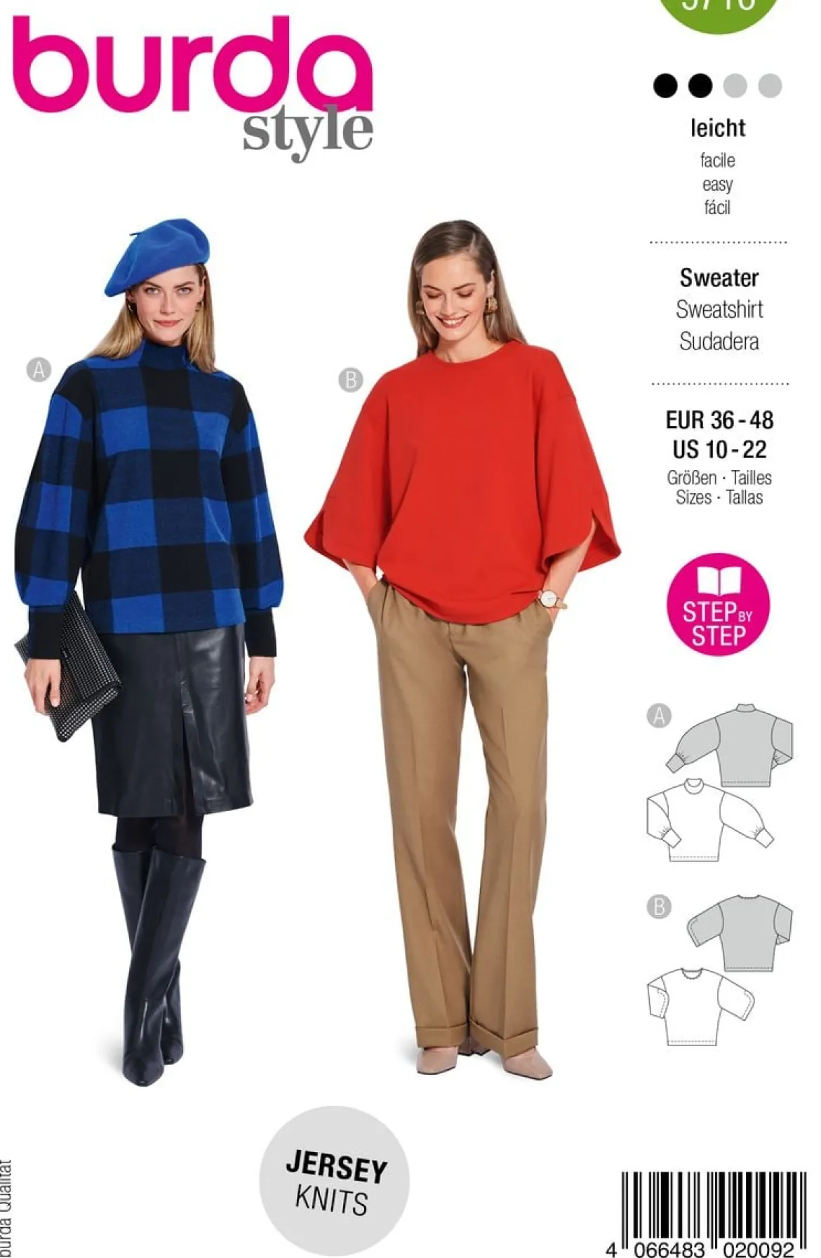 Burda Schnittmuster 5716 Damen Sweater