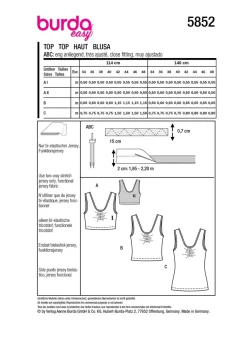 Burda Schnittmuster 5852 Damen Top