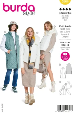 Burda Schnittmuster 5869 Damen Weste Jacke