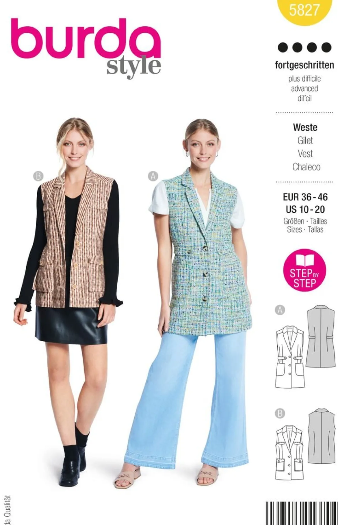 Burda Schnittmuster 5827 Damen Weste