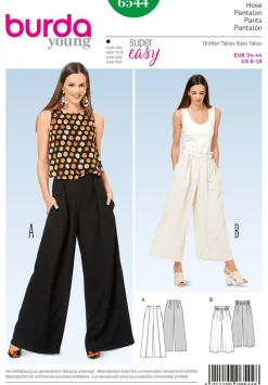 Burda Schnittmuster 6544 Damen young Hose Größe 34-44