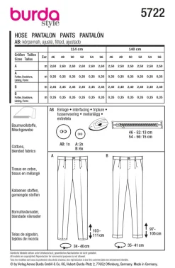 Burda Schnittmuster 5722 Herren Hose