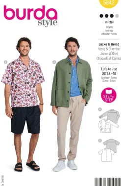 Burda Schnittmuster 5842 Herren Jacke & Hemd